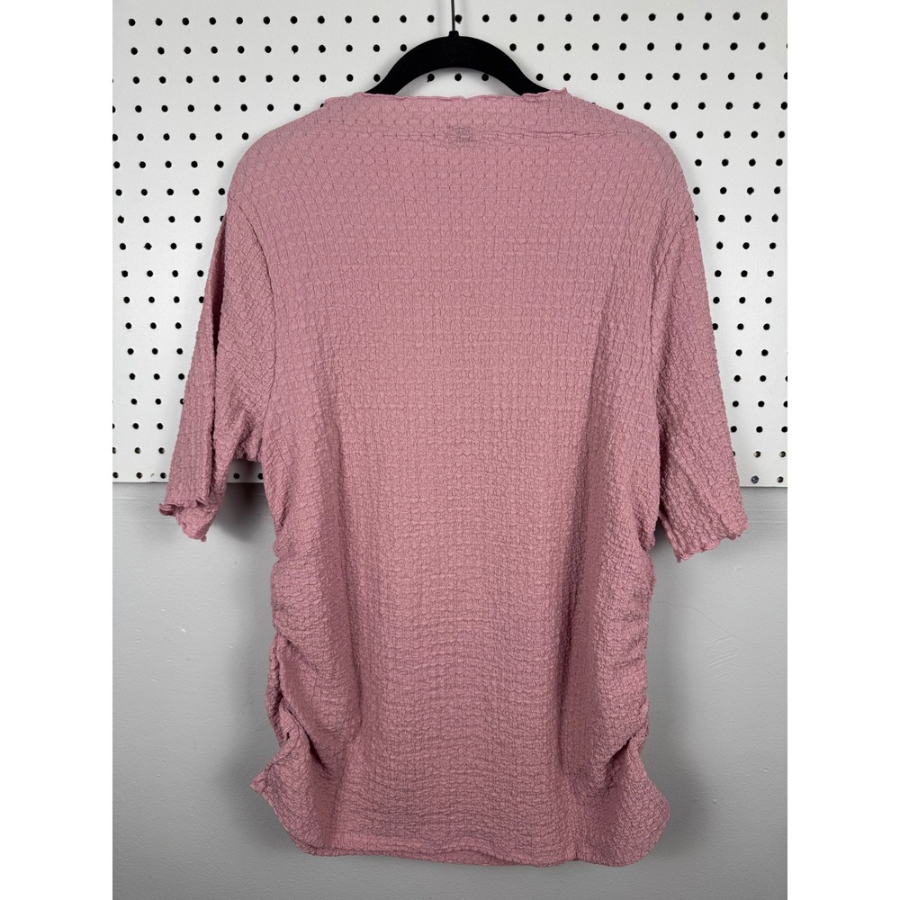 A New Day Pink Textured Popcorn Knit Side Ruched Top 1X G9K045 - Picture 4 of 7